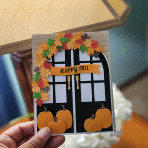 happy fall doorway card | handmade autumn greeting