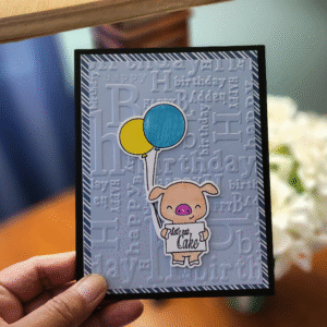 Cute Pig & Balloons Happy Birthday Card