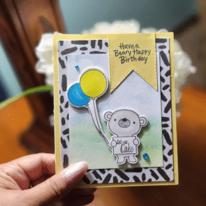 Beary Happy Birthday" Card with Balloons & Cake