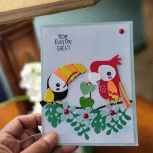 Handmade Tropical Birds Card | Toucan & Parrot