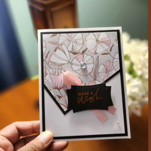 make a wish card | elegant floral greeting | handmade birthday/celebration