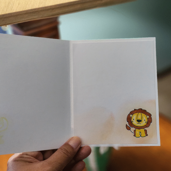 This card measure 4.25 x 5.5 inches, with small sentiment inside