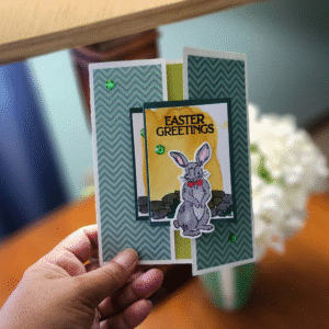 gatefold easter greetings card with handmade card