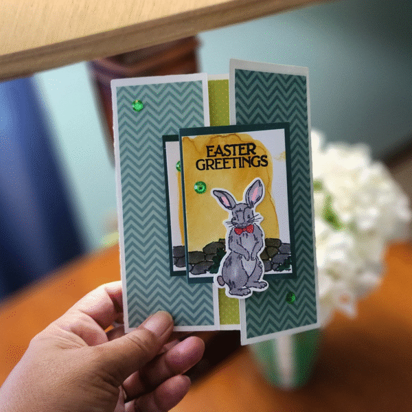 gatefold easter greetings card with handmade card