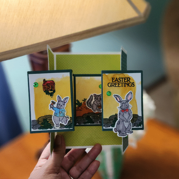 gatefold easter greetings card with handmade card