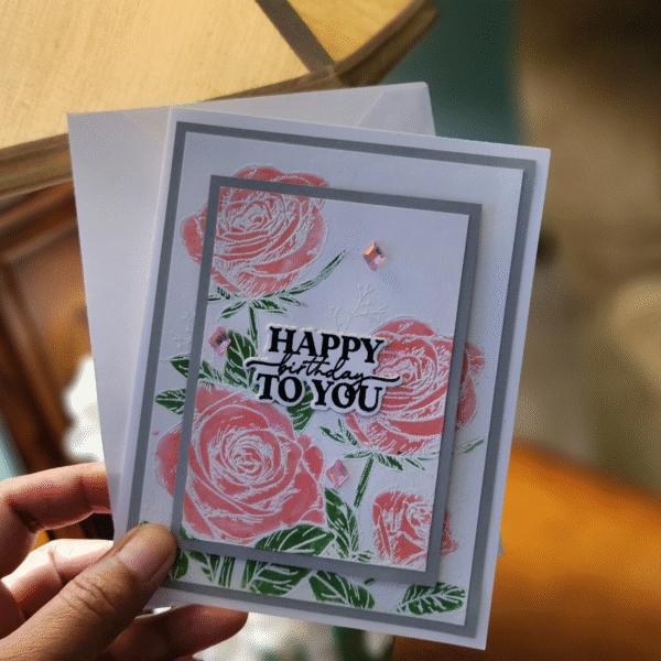 Happy Birthday Roses Card | Elegant Handmade Birthday Wishes