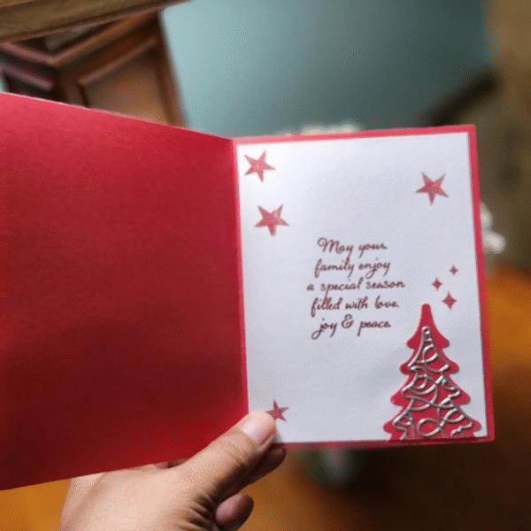Handcrafted "Sending Christmas Blessings" Card with Festive Tree