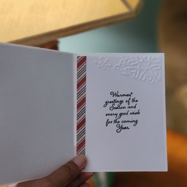 Elegant Embossed Snowflake Christmas Card with Red Bow Description: