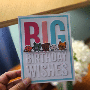 handmade 'big birthday wishes' card with adorable puppies