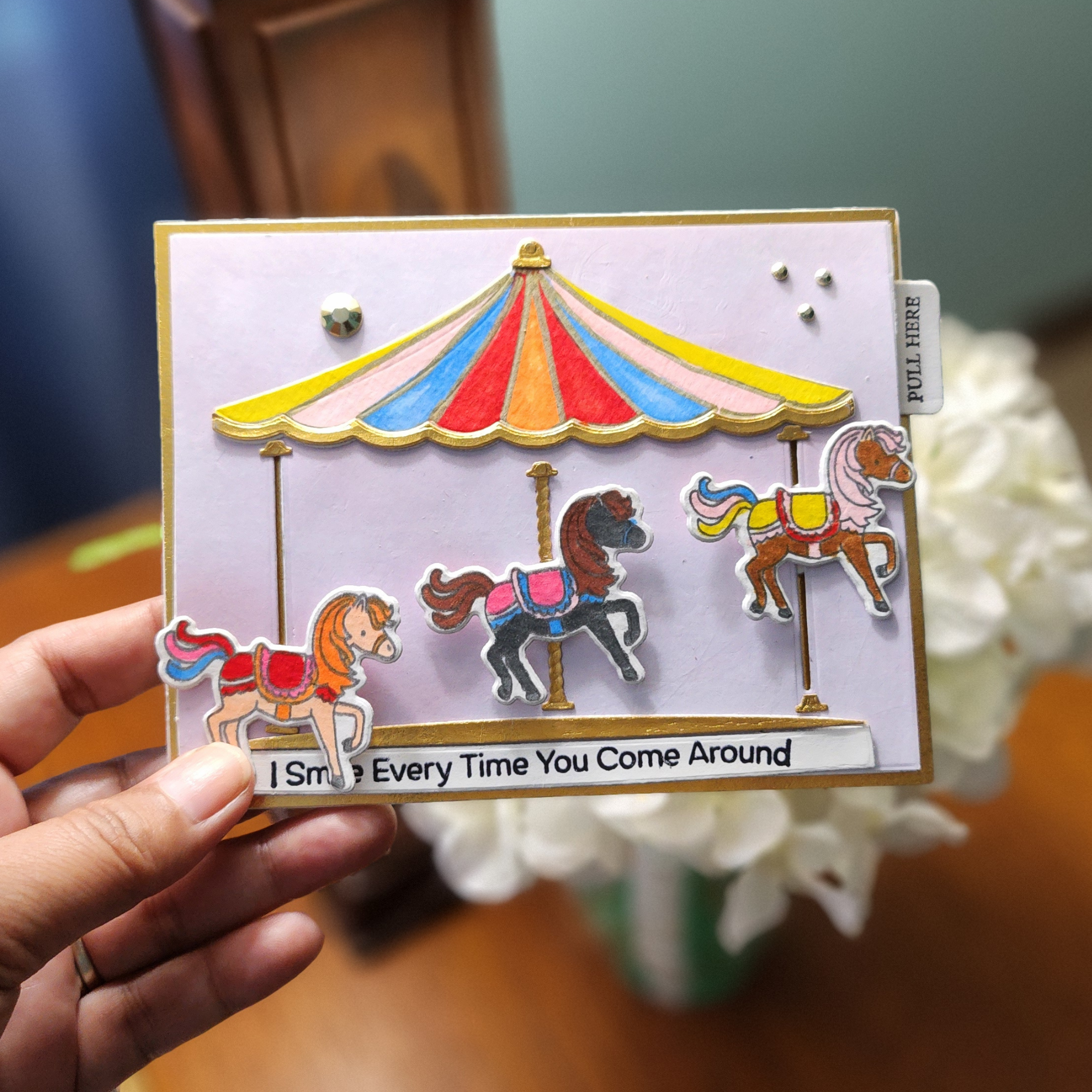 interactive carousel card "i smile every time you come around