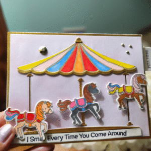 interactive carousel card | pull tab handmade card